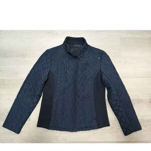 Women's Blue Weatherproof Side Stretch Ribbed Suede Lined Quilted Moto Medium